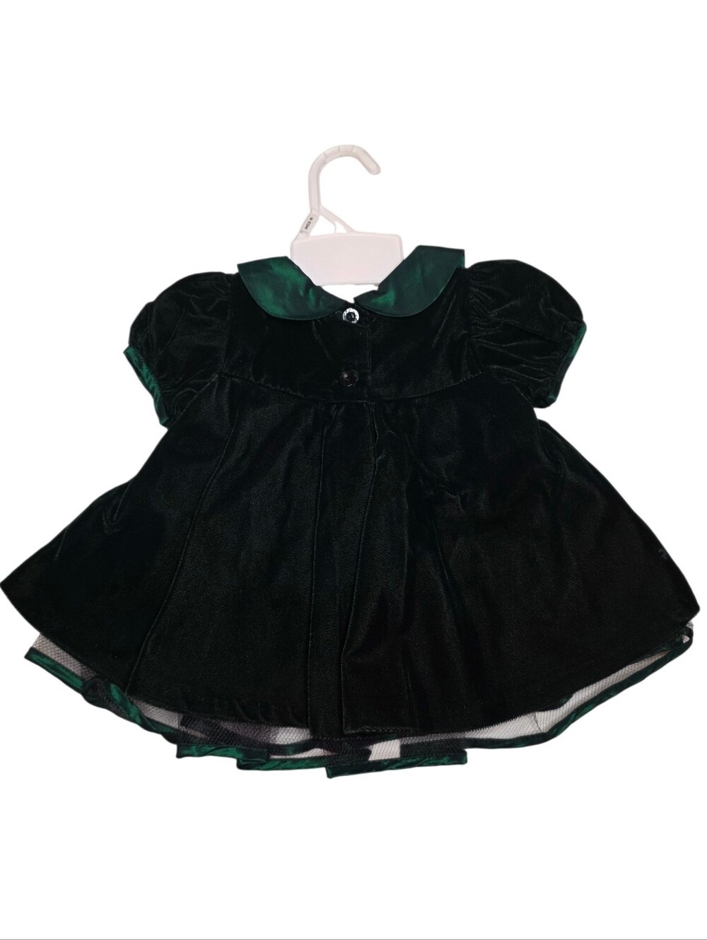 Vintage Kids Bonnie Baby Green Velvet & Taffeta Formal Party Dress Girls 3m - 6m - Picture 2 of 8